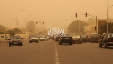 صورة توقع تأثر الرؤية بفعل الغبار في أغلب مناطق البلاد